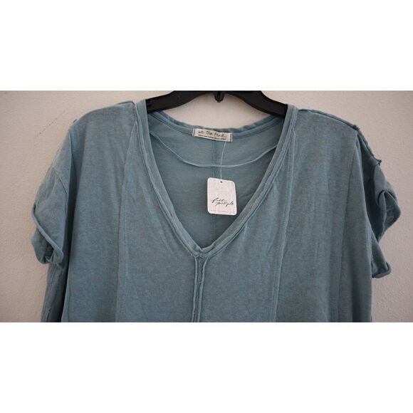 Free People x We The Free Women's Sz S Ocean Day Blue Sammie Pleated Top $58+ - Picture 5 of 9